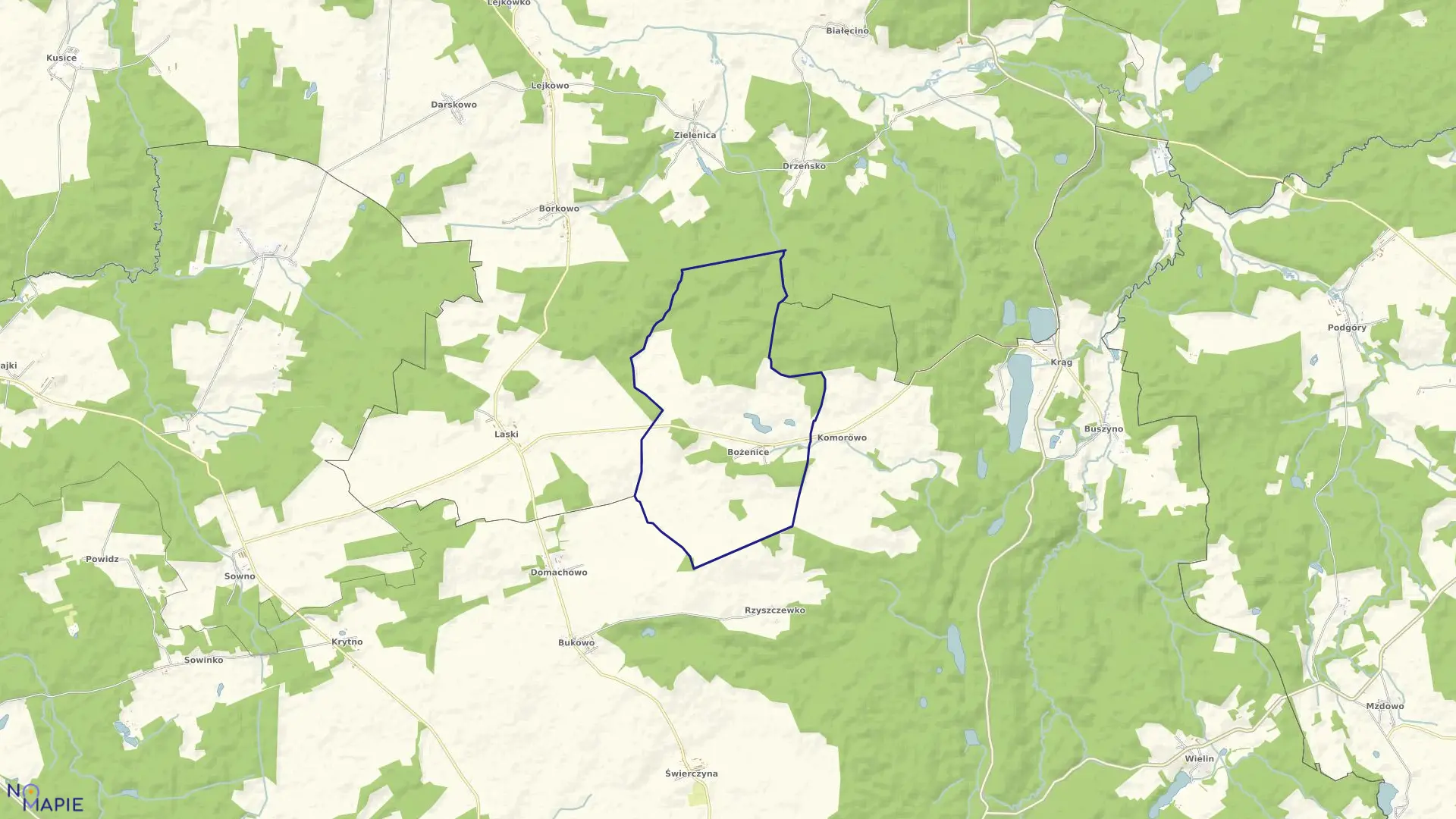 Mapa obrębu Bożenica w gminie Polanów