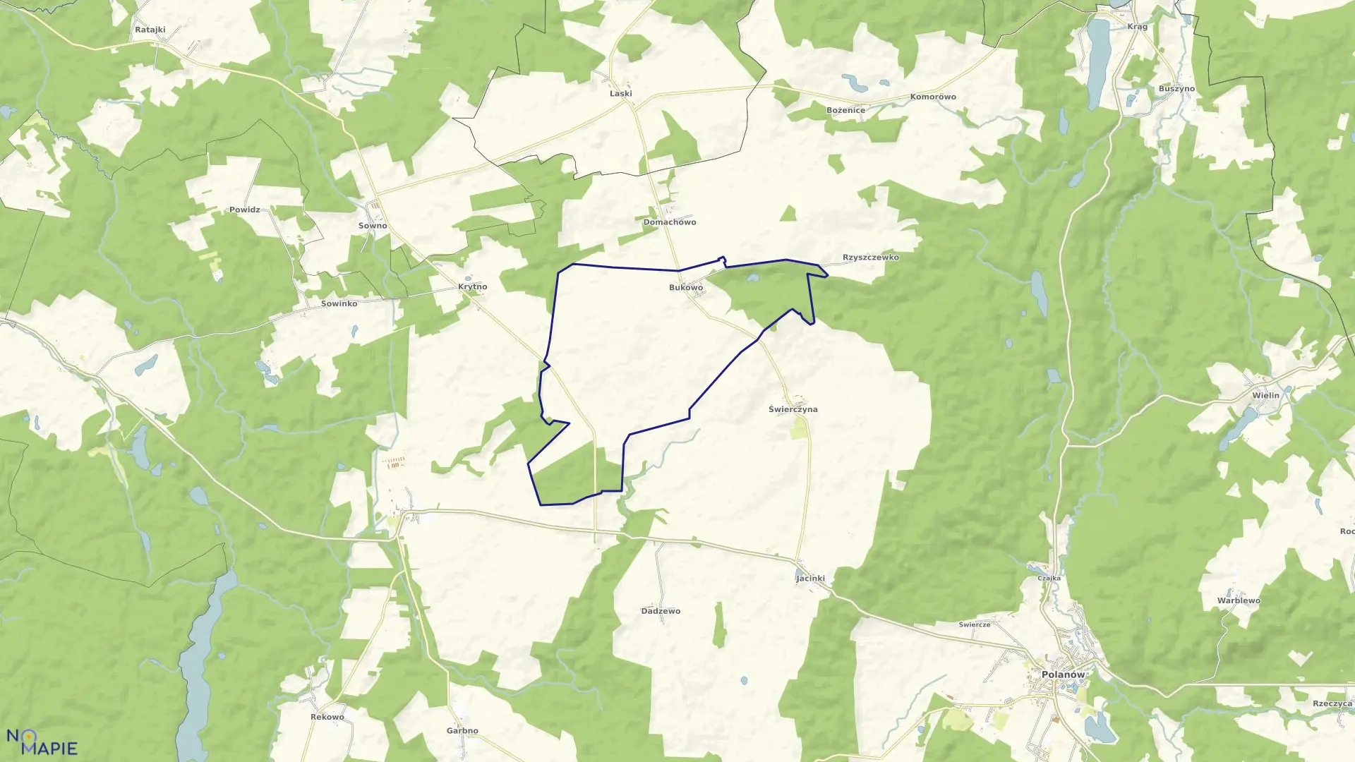 Mapa obrębu Bukowo Pol w gminie Polanów