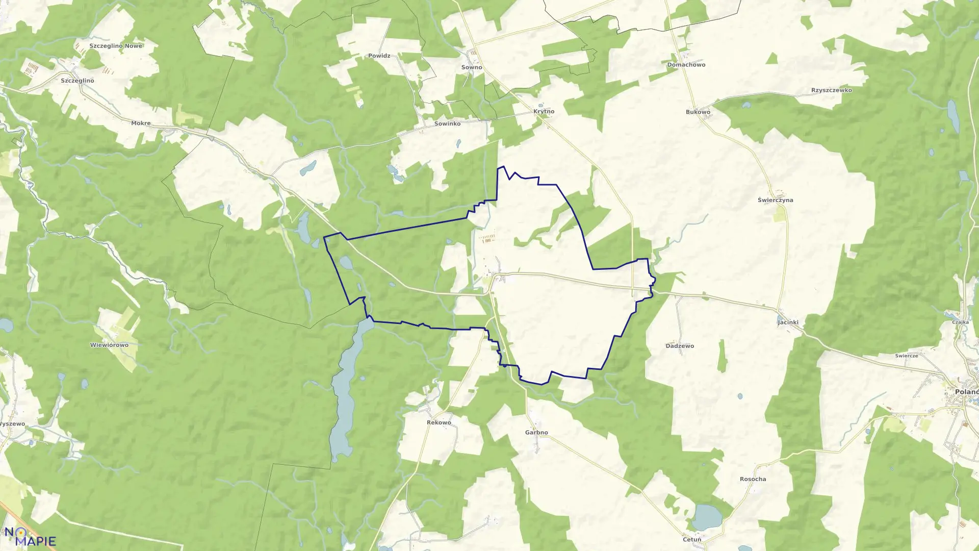 Mapa obrębu Nacław w gminie Polanów