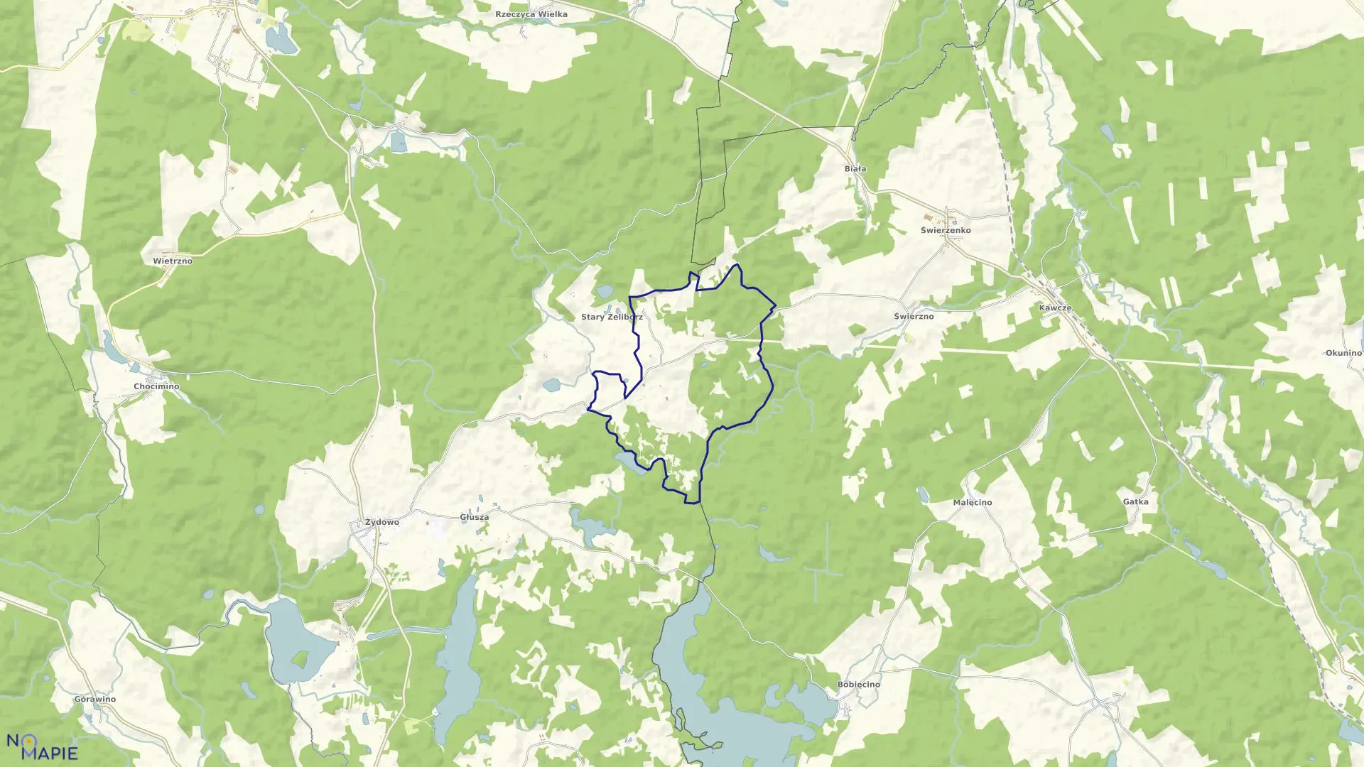 Mapa obrębu Nowy Żelibórz w gminie Polanów