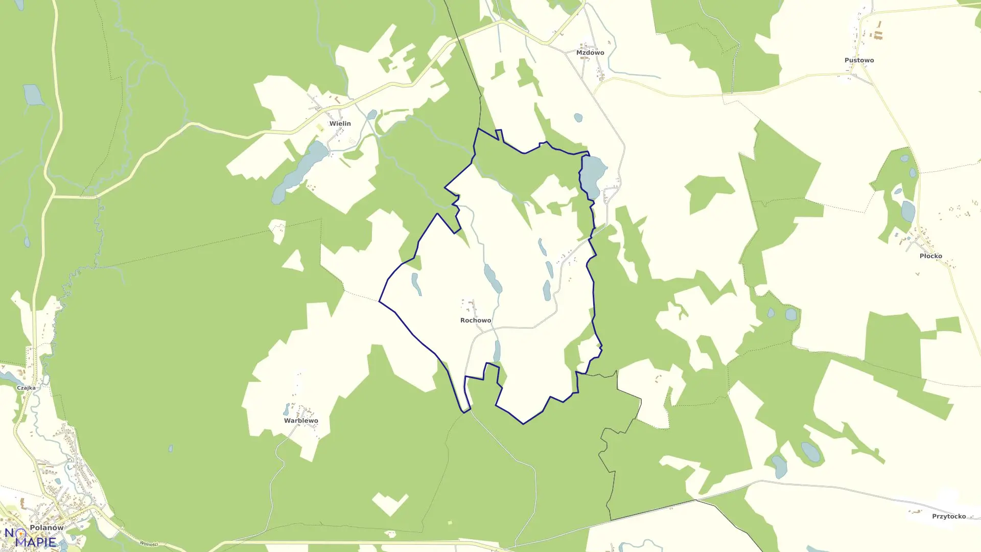 Mapa obrębu Rochowo w gminie Polanów